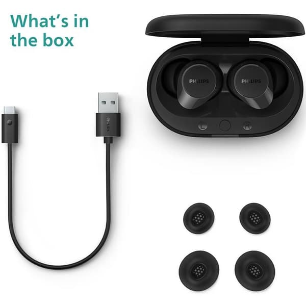 PHILIPS True Wireless Hörlurar 6+18 tim Speltid - Svart