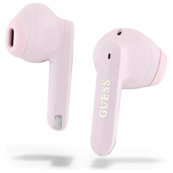 Guess TWS In-Ear Hörlurar Bluetooth Elongated Metalic Printed Logo - Rosa