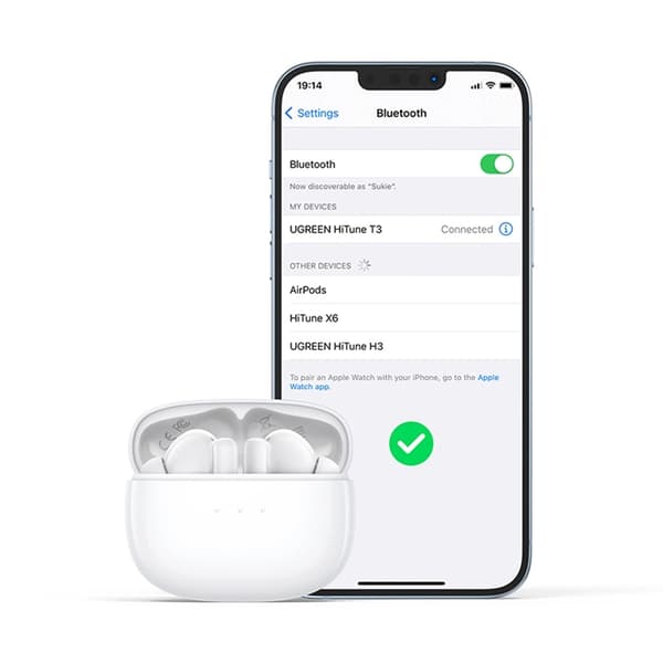 Ugreen TWS In-Ear Hörlurar Bluetooth 5.2 ANC HiTune T3 Active - Vit