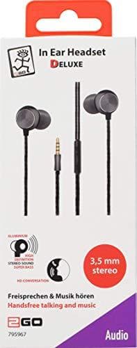 2GO in-ear stereokuulokkeet musta/antrasiitti alumiinikotelo - vastauspainikkeella ja äänenvoimakkuuden säätimellä, pieni, 795967
