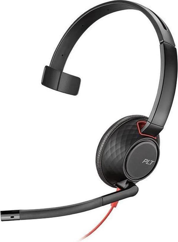 POLY Blackwire 5210 Headset Huvudband 3,5 mm-kontakt USB Typ-A Svart, Röd