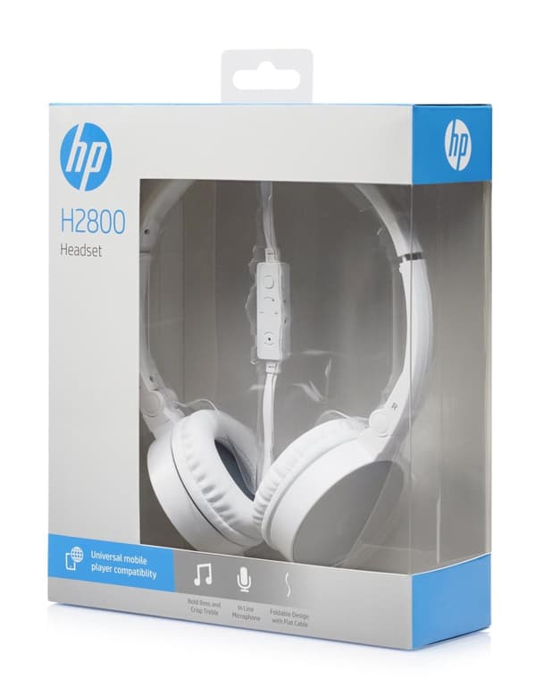 HP H2800 - Hovedtelefoner med mikrofon - on-ear - 3,5 mm stik - geddesølv
