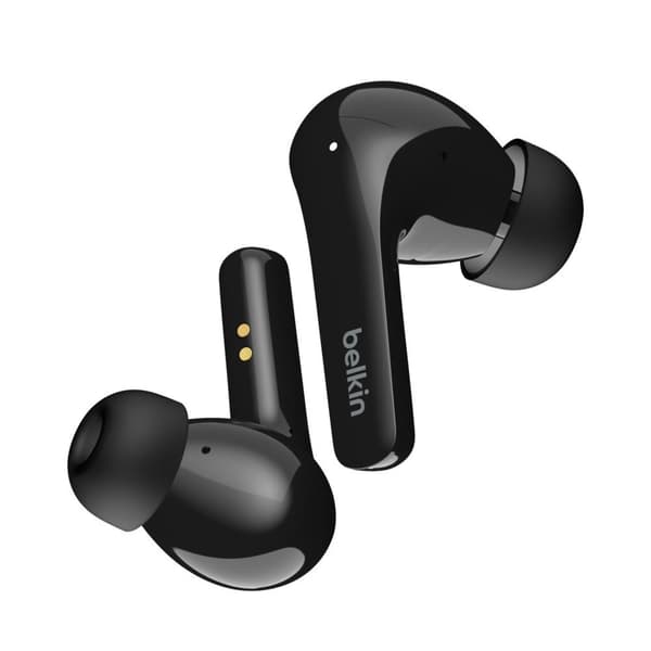 Belkin SoundForm Flow - True trådlösa hörlurar med mikrofon - in-ear - Bluetooth - aktiv brusreducering - svart - för Apple iPhone 12, 13, Samsung Gal
