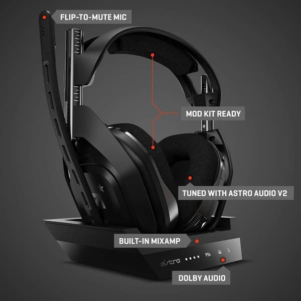 ASTRO A50 Trådlöst Gamingheadset och Laddningsstation 4:e Gen PS5 PS4, PC Svart