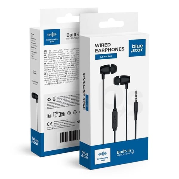 Blue Star Trådbunden Hörlurar Jack 3.5 mm Mikrofon 1.2m PA-E67