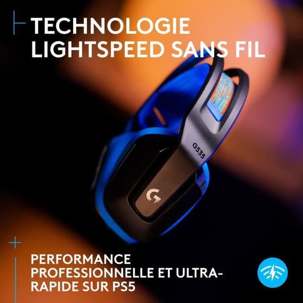 Gaming Headset - Trådløst - LOGITECH G - G535 LIGHTSPEED - PC & PS5 - Sort/Blå