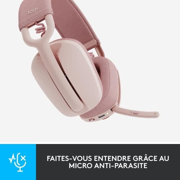Logitech Zone Vibe 100 PC Headset Lätt trådlöst headset med brusreducerande mikrofon - Rosa