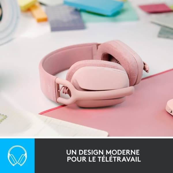 Logitech Zone Vibe 100 PC Headset Lätt trådlöst headset med brusreducerande mikrofon - Rosa
