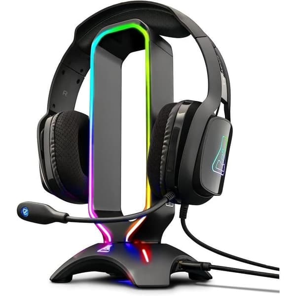 Stativ för gamingheadset - The G-Lab - K-STAND RADON - RGB - USB - Svart