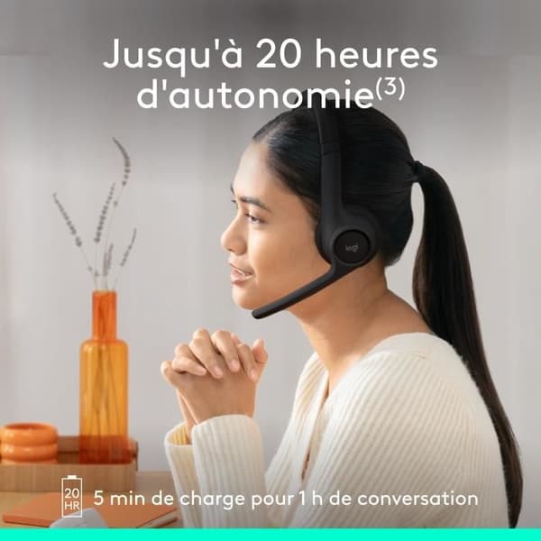 Headset - Trådløst - Logitech - Zone 300 - Sort