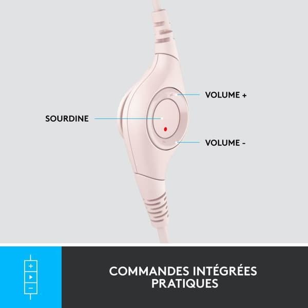 Headset - Kablet - Logitech - H390 - Stereo, Indbygget mikrofon, Støjreducerende - Pink