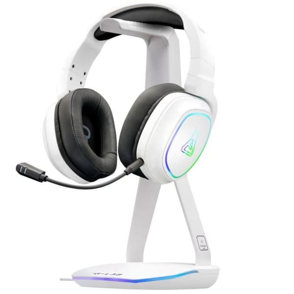 Hörlurs-/headsetstativ - THE G-LAB - K-STAND HYDROGEN - 2 USB-portar - Vit