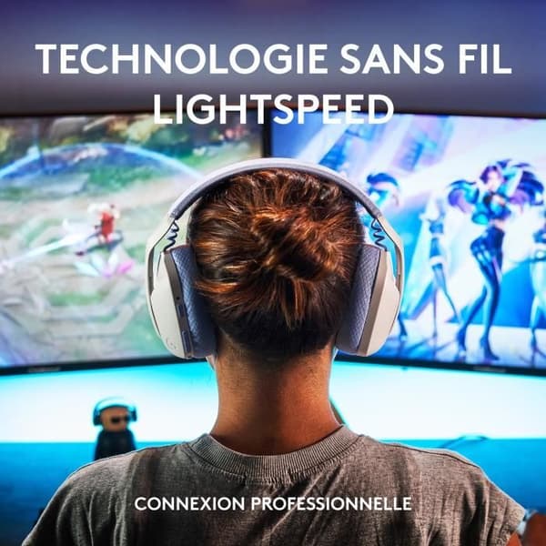 Logitech -G435 LIGHTSPEED trådløst gamingheadset - HVID - Let Bluetooth med indbygget mikrofon til Dolby Atmos, PC, PS4, PS5, mobil
