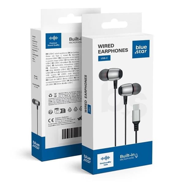 Blue Star Trådbunden Hörlurar USB-C Mikrofon M09C Svart