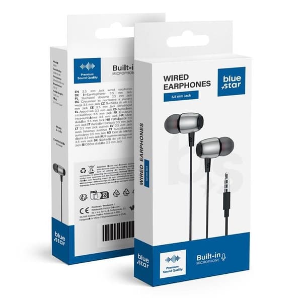 Blue Star Trådbunden Hörlurar Jack 3.5 mm Mikrofon 1.2m M09