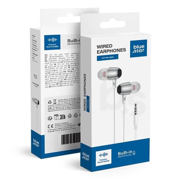 Blue Star Trådbunden Hörlurar Jack 3.5 mm Mikrofon M09 1.2m