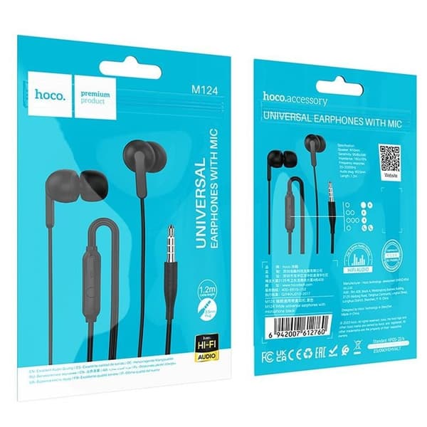 Hoco In-Ear Trådbundna Hörlurar Jack 3.5 mm M124 - Svart