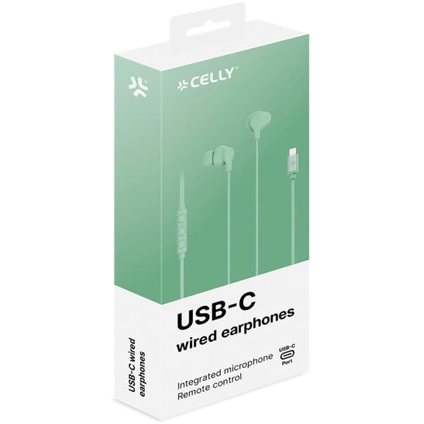 Celly Hörlurar In-Ear Kabel USB-C UP1600 - Ljusgrön