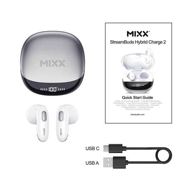 Mixx Qi TWS In-Ear Hörlurar Hybrid Charge 2 - Vit