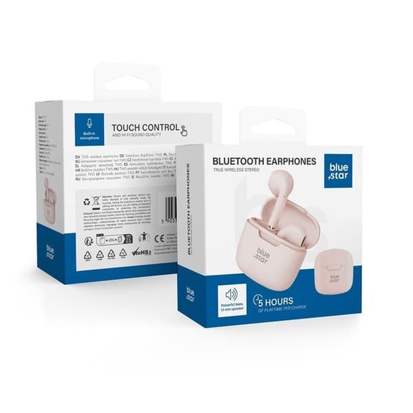 Blue Star Trådlösa In-Ear Hörlurar Bluetooth TWS FI7 - Rosa