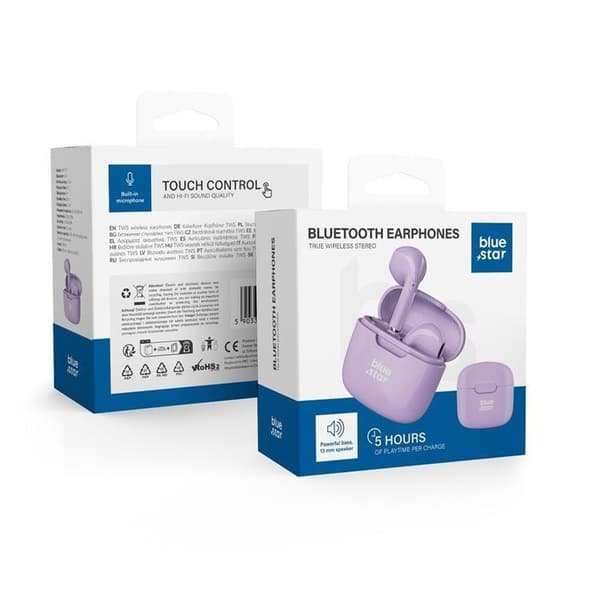 Blue Star Trådlösa In-Ear Hörlurar Bluetooth TWS FI7 - Lila