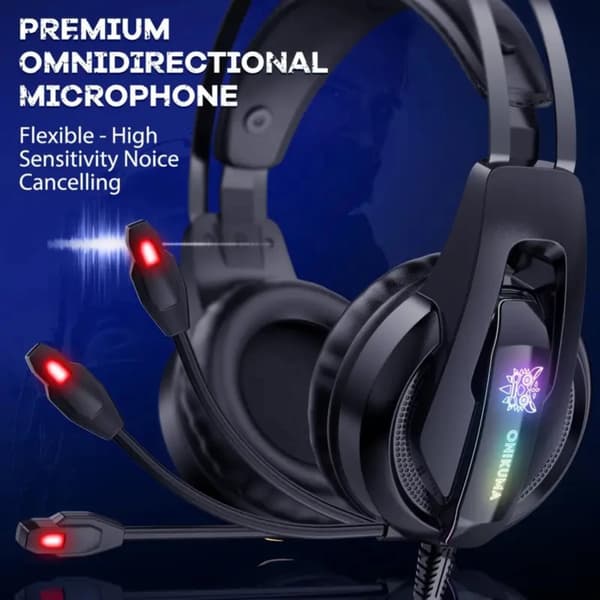 K16 LED Gaming Headset, Omnidirektionel Mikrofon, Støjreducerende,Sort