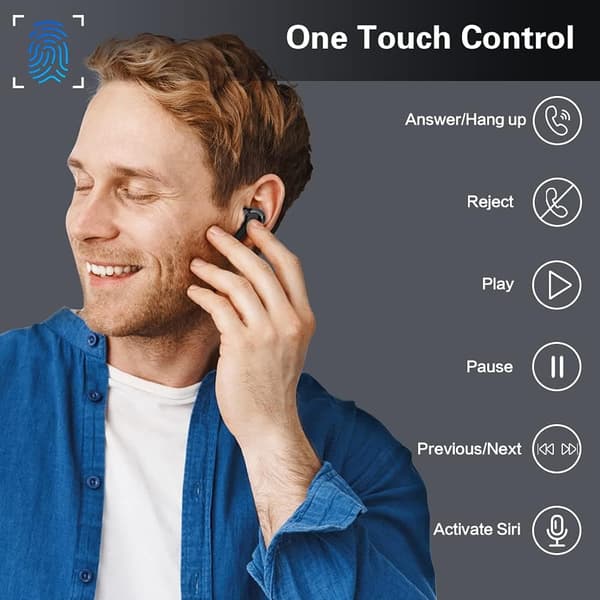 Bluetooth-headset med ultralång standbytid, brusreducering, samtal, musik, uthållighet i örat, Bluetooth 5.3