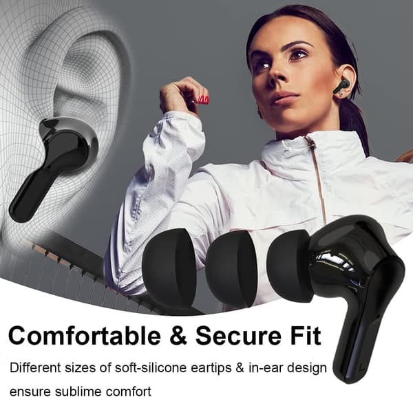 Bluetooth-headset med ultralång standbytid, brusreducering, samtal, musik, uthållighet i örat, Bluetooth 5.3