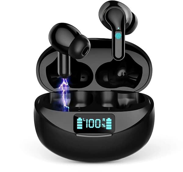 Bluetooth-headset med ultralång standbytid, brusreducering, samtal, musik, uthållighet i örat, Bluetooth 5.3