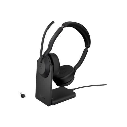 Jabra Evolve2 55 MS Stereo - headset - med laddningsställ