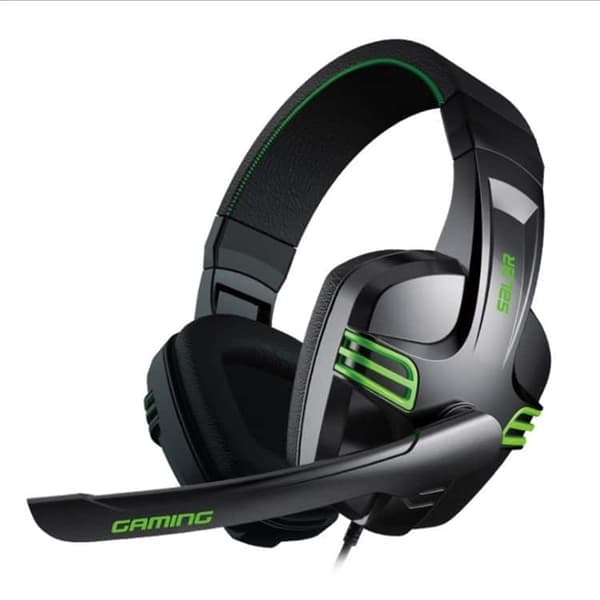 Gamer PC-headset med mikrofon och stereoljud - svart/grönt -