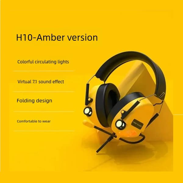 Gaming headset, virtuel 7.1 lydeffekt, foldbart design, behagelig at have på,H10 Gul