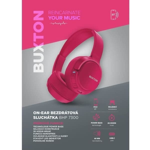 Trådlösa on-ear-hörlurar - Buxton - BHP 7300 PINK