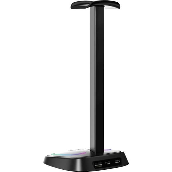 Stativ för gamingheadset - The G-Lab - K-STAND-NEON RGB - USB/USB-C HUB - Kabelansluten - RGB-belysning - Svart