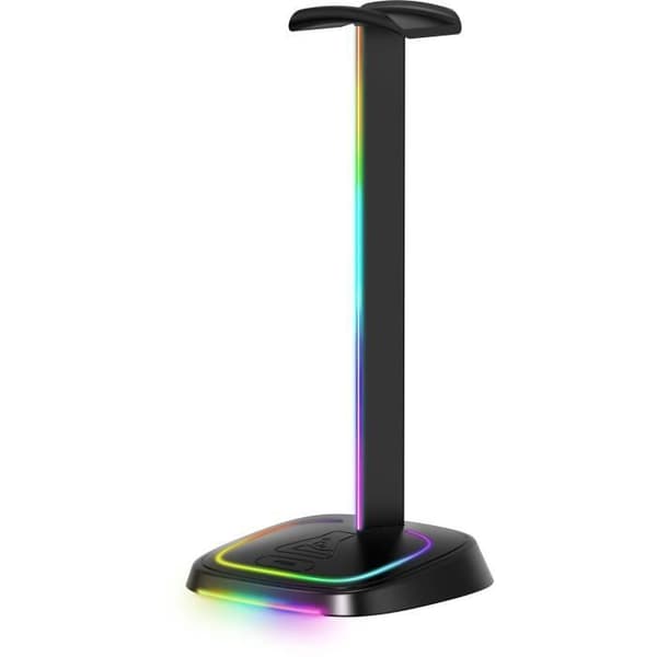 Stativ för gamingheadset - The G-Lab - K-STAND-NEON RGB - USB/USB-C HUB - Kabelansluten - RGB-belysning - Svart