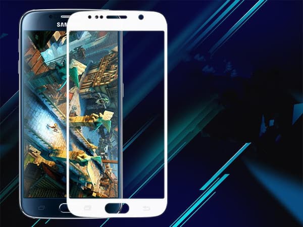Samsung S6 - HuTechs HD-Clear Skärmskydd med Ram (Full-Fit) VIT