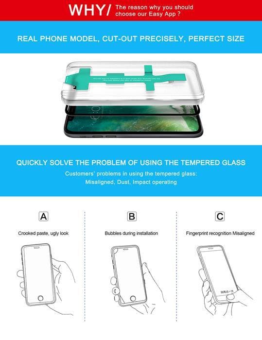 CoveredGear Easy App Härdat Glas Skärmskydd till iPhone 8 Plus / 7 Plus - Vit
