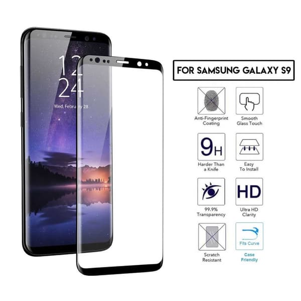 Galaxy S9 3D Curve HD -näytön suojaus hiilikuitu kovettunut lasi