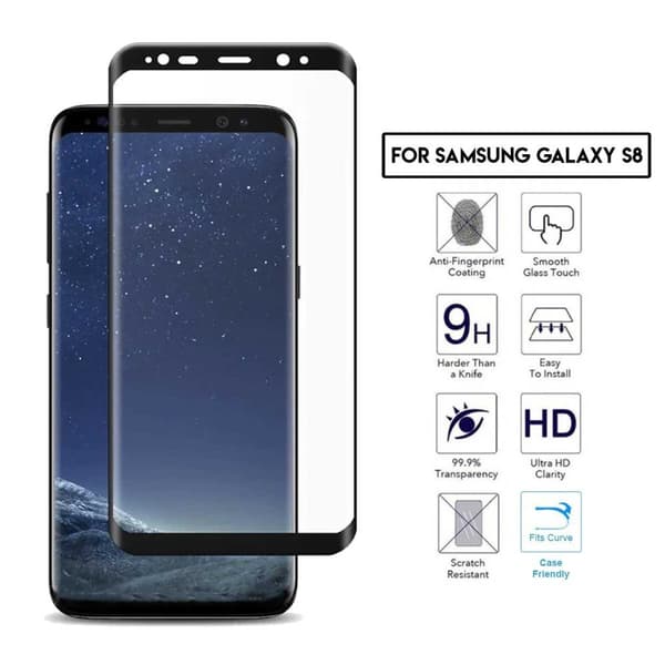 Galaxy S8 3D Curve HD Skärmskydd Kolfiber Härdat Glas