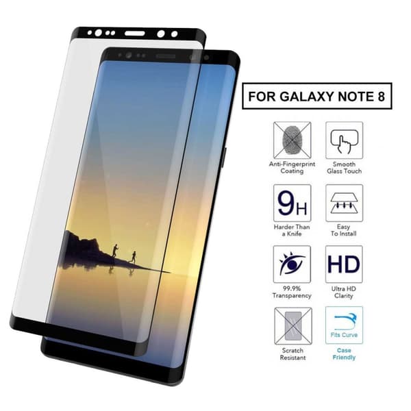 Galaxy Note 8 3D Curve HD Skjermbeskyttelse Karbonfiber herdet glass