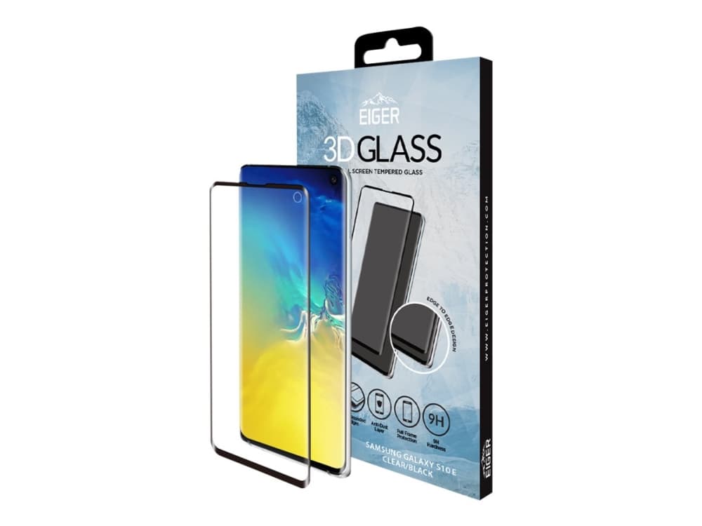 Eiger 3D GLASS Full Screen - Skjermbeskyttelse for mobiltelefon - 3D - svart, blank - for Samsung Galaxy S10e