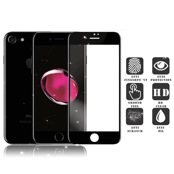 Skärmskydd till Iphone 7/8 i härdat glas med dammsäkert nät- svart från Rivanoo.