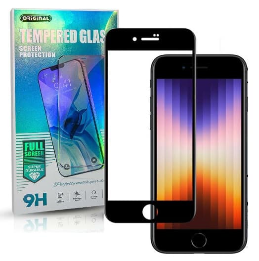 Skärmskydd iPhone SE 2020 Härdat Glas Svart Ram