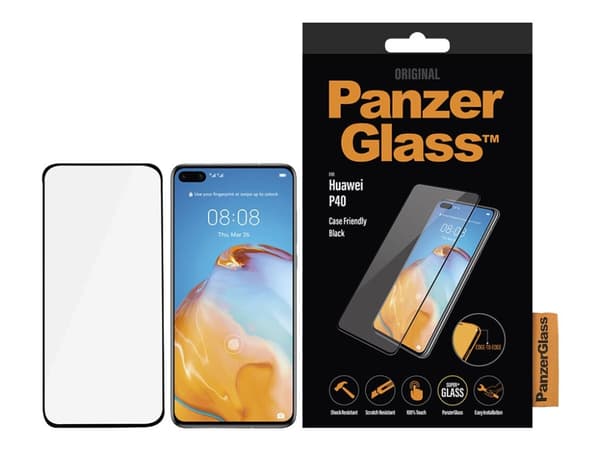 PanzerGlass Original - Skjermbeskyttelse for mobiltelefon - glass - rammefarge svart - for Huawei P40