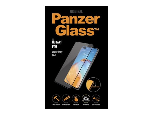 PanzerGlass Original - Skjermbeskyttelse for mobiltelefon - glass - rammefarge svart - for Huawei P40