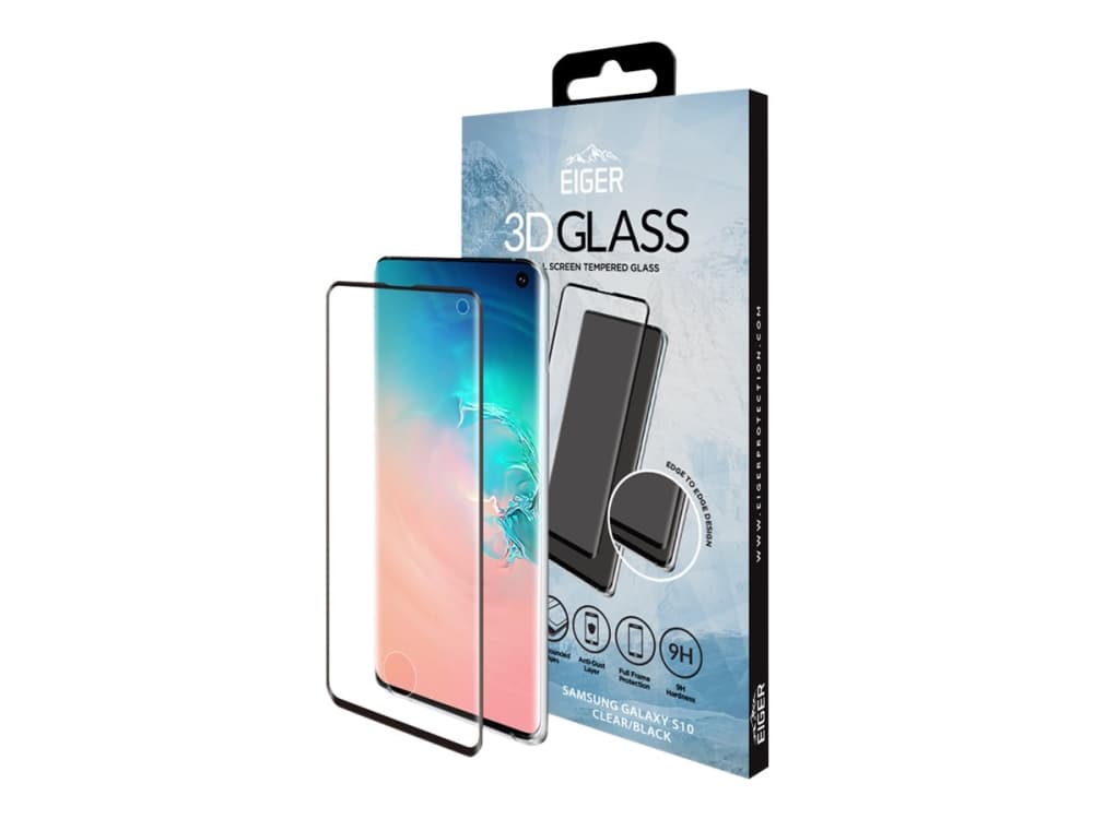 Eiger 3D GLASS Full Screen - Skjermbeskyttelse for mobiltelefon - 3D - svart, blank - for Samsung Galaxy S10