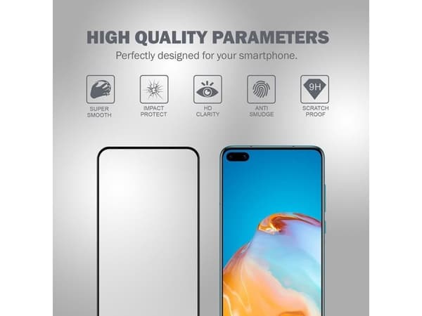 Crong 3D Armour Glass - 9H herdet glass for hele skjermen på Huawei P40 + installasjonsramme