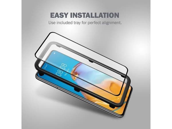 Crong 3D Armour Glass - 9H herdet glass for hele skjermen på Huawei P40 + installasjonsramme