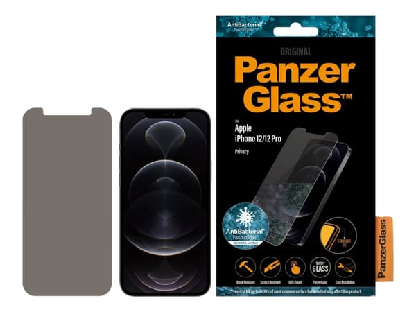 PanzerGlass™ | Privacy Edition - Skjermbeskytter for mobiltelefon - Standard passform - Krystallklar | Apple iPhone 12/12 Pro