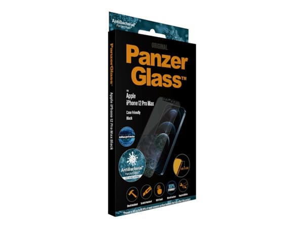 PanzerGlass - Skjermbeskyttelse for mobiltelefon - antibakteriell, antiblått lys, etuivennlig - glass - rammefarge svart - for Apple iPhone 12 Pro Ma